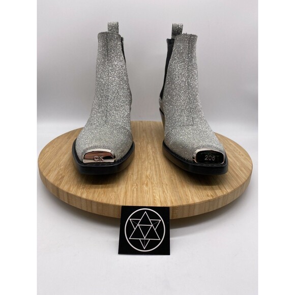 Calvin Klein X Raf Simons Boots Silver Western 205W39NYC Womens US 7 EUR 37.5 - Picture 6 of 12